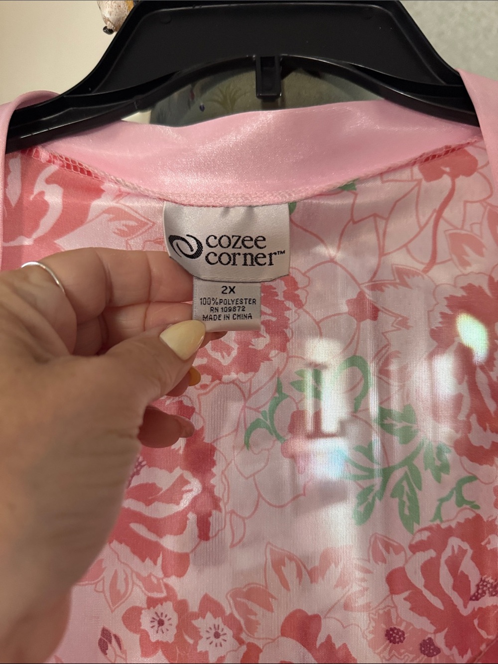 Blush Pink Floral Satin Robe and Slip Set - Picture 2 of 2